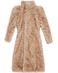 Balenciaga - Faux-fur Chevron-pattern Coat - Lyst