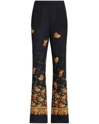 Etro - Printed Silk Trousers - Lyst