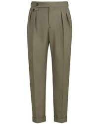 Brunello Cucinelli - Virgin Wool Diagonal Trousers With Reversed Double Pleats, Waist Tabs - Lyst