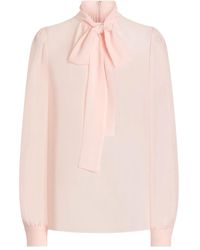 Dolce & Gabbana - Stehkragen-Bluse mit Fliege - Lyst