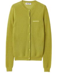 Miu Miu - Gerippter Cardigan Mit Spitze - Lyst