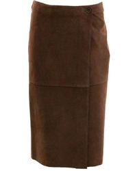 P.A.R.O.S.H. - Suede Midi Skirt - Lyst