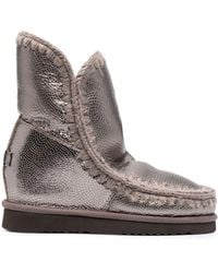 Mou - Metallic-finish Wedge Boots - Lyst