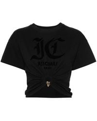 Just Cavalli - Flocked Logo Cropped Top - Lyst