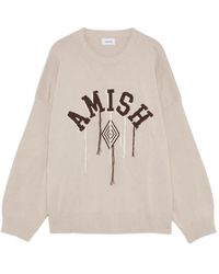 AMISH - Fray Crew-Neck Sweater - Lyst