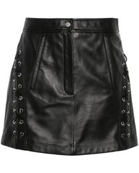Maje - Lace-up leather miniskirt - Lyst