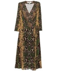 Diane von Furstenberg - Irina Snake-Print Wrap Midi Dress - Lyst