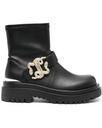 Just Cavalli - Logo-Plaque Faux Leather Ankle Boots - Lyst