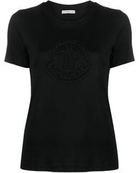 Moncler - T-shirt Verfraaid Met Kristallen - Lyst