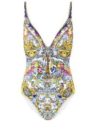 CAMILLA - Eyelet Tie-Front Swimsuit - Lyst