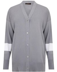 Moorer - Stripe-Detail V-Neck Cardigan - Lyst