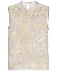 Brunello Cucinelli - Crispy silk top with dazzling seabed embroidery - Lyst