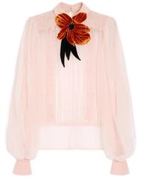 Valentino Garavani - Embroidered Organza Top - Lyst