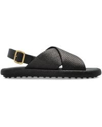 Tod's - Round-Toe Leather Flat Sandals - Lyst