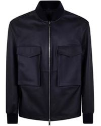 DESA NINETEENSEVENTYTWO - Patch-Pocket Leather Bomber Jacket - Lyst