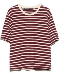 Bimba Y Lola - T-Shirt En Coton Éponge À Rayures Bordeaux - Lyst