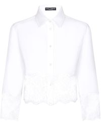 Dolce & Gabbana - Camicia crop con inserto in pizzo - Lyst
