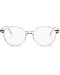 Tom Ford - Transparente Brille mit rundem Gestell - Lyst