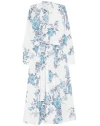 Marella - Formica Midi-Jurk Met Bloemenprint En Ceintuur - Lyst