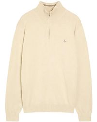 GANT - Pull À Col Zippé Et Logo Brodé - Lyst