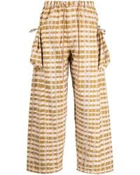 STORY mfg. - Check-Print Wide-Leg Trousers - Lyst