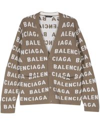 Balenciaga - Geknöpfter Jacquard-Cardigan mit Logo - Lyst
