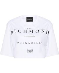 John Richmond - Cropped T-shirt Met Logoprint - Lyst