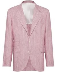 Brunello Cucinelli - Pinstripe Linen Blazer - Lyst