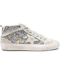 Golden Goose - Mid-Star Glitter-Detail Leather Sneakers - Lyst