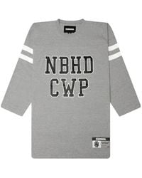 Neighborhood - Logo-Print Striped-Sleeve T-Shirt - Lyst