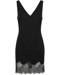 ANDAMANE - Pinstriped Lace-Trim Dress - Lyst