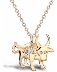 Pragnell - 18Kt Geelgouden Ox Halsketting Met Diamanten Hanger - Lyst