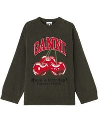 Ganni - Pullover Mit Kirschmotiv - Lyst