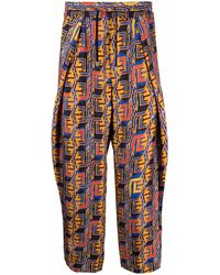 Balmain - Graphic-Print Cropped Trousers - Lyst