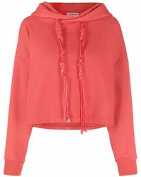 Dondup Knotted Drawstring Cropped Hoodie - Red
