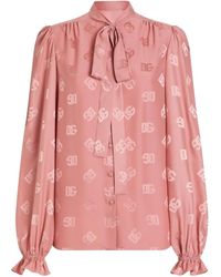 Dolce & Gabbana - Bluse mit Logo-Print - Lyst