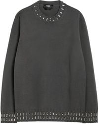 Fendi - Crystal Embellished Wool Sweater - Lyst