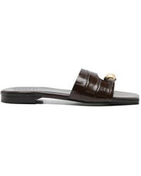 DONNARì - Croc-Effect Flat Sandals - Lyst