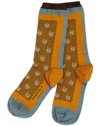 Exquisite J - Floral-Pattern Ribbed Socks - Lyst