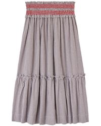 Ganni - Shirred Gingham-Check Maxi Skirt - Lyst