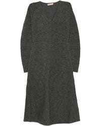 Twinset - Strukturiertes Strick-Minikleid mit V-Ausschnitt - Lyst