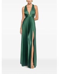 Nissa - Pleated Satin Maxi Dress - Lyst