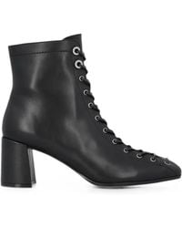 Pinko - Lace-Up Leather Ankle Boots - Lyst