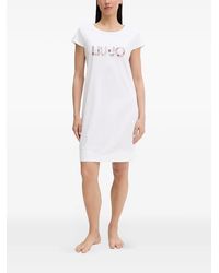Liu Jo - Logo-Print Short-Sleeve Midi Dress - Lyst