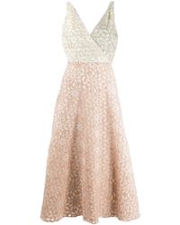 Harris Wharf London Robe mi-longue évasée à fleurs - Rose