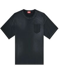 DIESEL - Faded T-Shirt With Ripped Pocket Detail - Lyst