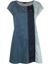 Love Moschino - Stripe-Panel Denim Dress - Lyst