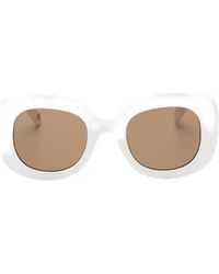 Benetton - Logo-Print Square-Frame Sunglasses - Lyst
