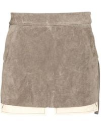Rick Owens - Fog Cut Layered Suede Mini Skirt - Lyst