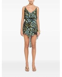 Nissa - Printed Silk Asymmetric Mini Dress - Lyst